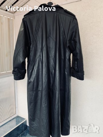 Дълъг черен кожен тренчкот,тренд, снимка 9 - Палта, манта - 32318250