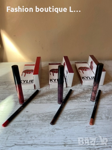 Нови матови комплекти червило + молив на марката KYLIE цветовете са червен , телесен и тъмно лилав ❤, снимка 7 - Декоративна козметика - 52119877