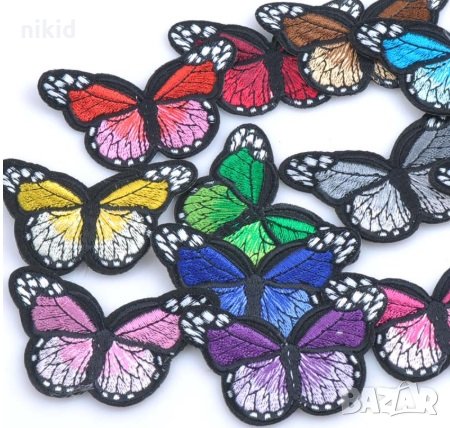 малка пъстра пеперуда апликация за дреха дрехи самозалепваща се, снимка 2 - Други - 28802716
