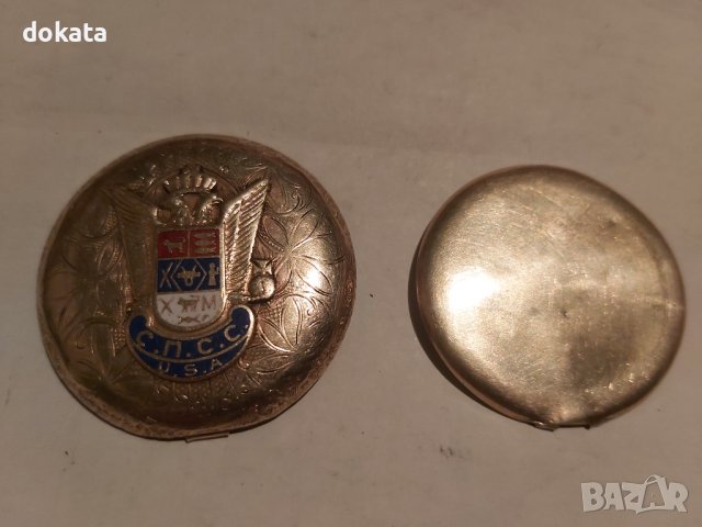 Стари капаци от джобен часовник - позлатени., снимка 2 - Антикварни и старинни предмети - 39480502