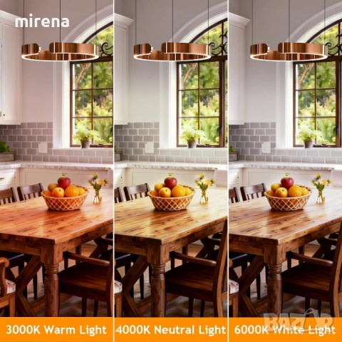 LED ЛЕД модерена висяща полилей кръгъл димируем регулируема височина, снимка 7 - Лампи за таван - 53144425