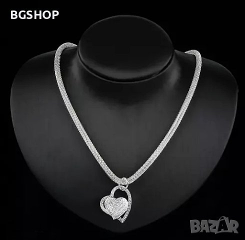 Сребърна верижка и колие сърце, снимка 2 - Колиета, медальони, синджири - 44051567