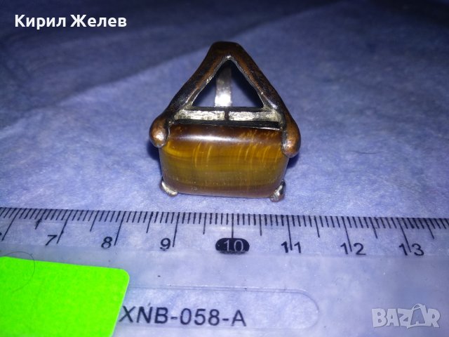 ПРЕКРАСЕН СКЪПОЦЕНЕН НИКЕЛИРАН МЕДЕН АРТ ПРЪСТЕН с ОГРОМЕН ЮВЕЛИРНО ШЛИФОВАН КАМЪК ТИГРОВО ОКО 36599, снимка 8 - Пръстени - 39710057