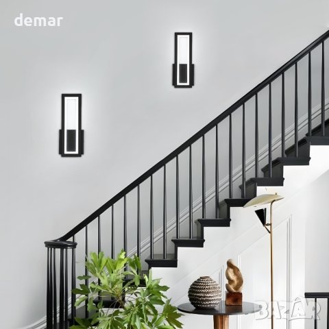 Lumiup Модерна черна LED стенна лампа, снимка 5 - Лед осветление - 43429958