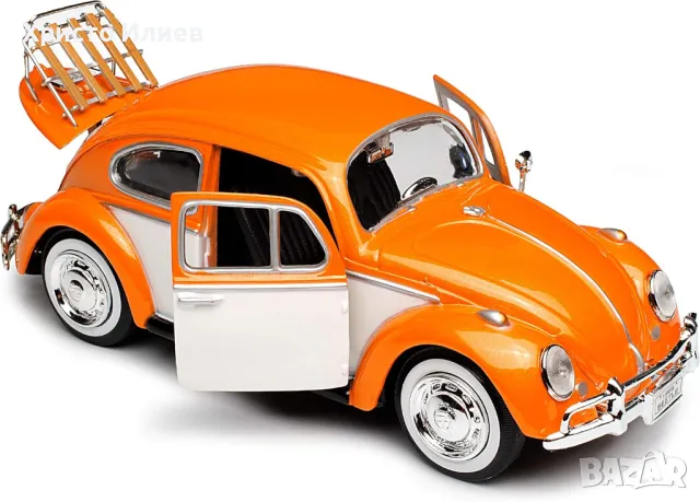 Метална количка кола Volkswagen 1:24 Beetle 1966 Фолксваген Бийтъл, снимка 2 - Коли, камиони, мотори, писти - 49553947
