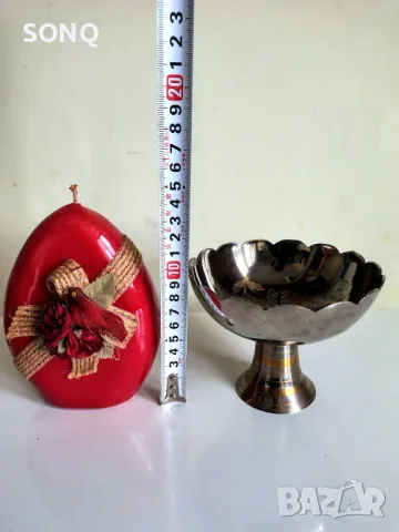 Интересен Бронзов Свещник Със Свещ-Яйце, снимка 6 - Декорация за дома - 49641007