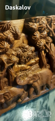 Продавам картина дърворезба -слончета!, снимка 6 - Картини - 51709773