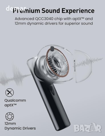 Безжични слушалки с ANC aptX HD съвместими До 36 часа, снимка 5 - Bluetooth слушалки - 43773251