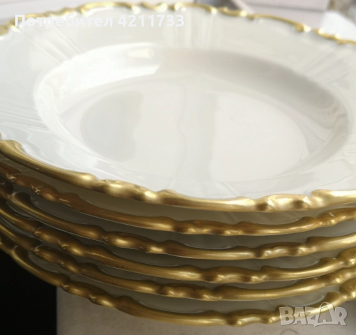 6 дълбоки чении с позлата скъп изискан сервиз НОВО, снимка 4 - Сервизи - 52884229