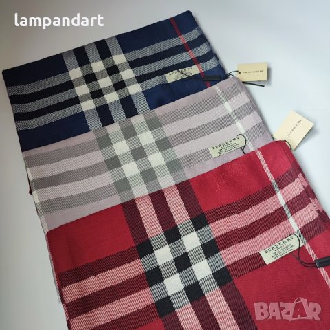 Червен кашмирен шал Burberry подарък за жена, снимка 3 - Шалове - 35140065