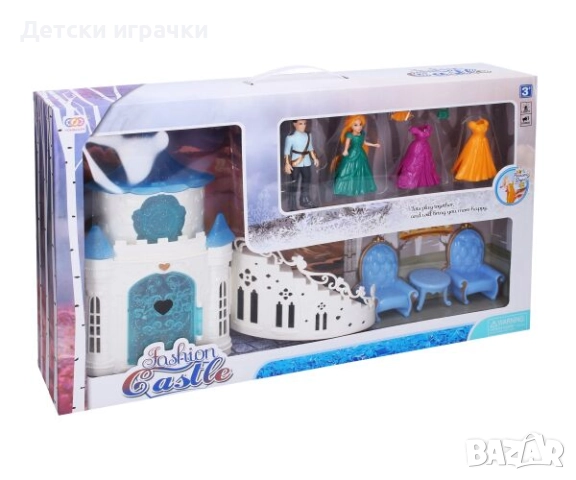Замък къща за кукли, с принц и принцеса, двуетажен, с рокли за преобличане , снимка 2 - Кукли - 52782765