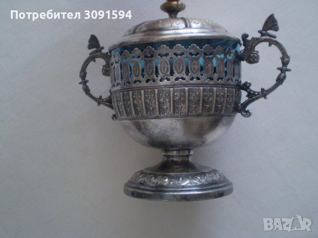 Стара захарница бонбониера  ВМФ Уникат с оригиналното стъкло  wmf, снимка 16 - Антикварни и старинни предмети - 37460864