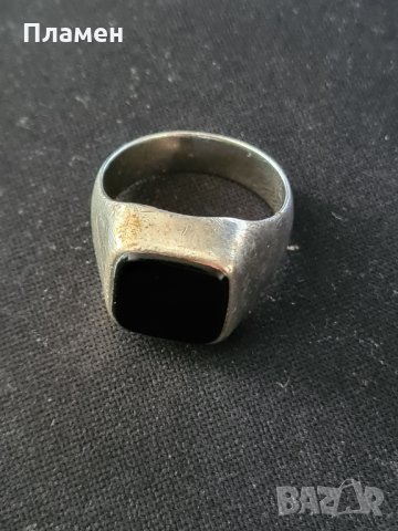 мъжки сребърен пръстен с оникс, снимка 2 - Пръстени - 32765801