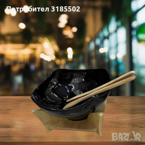 Елегантен сет за сервиране с купа и дървена поставка, снимка 5 - Прибори за хранене, готвене и сервиране - 51420648