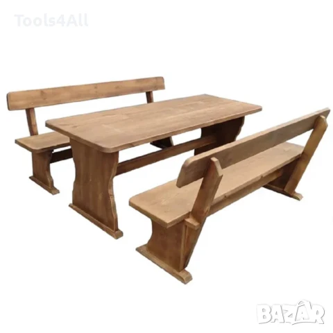Баварски комплект маса с две пейки – Дължина 160 или 200 см, снимка 4 - Градински мебели, декорация  - 50945961