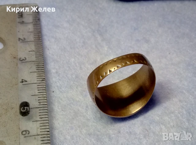 СТАРИНЕН КЛАСИЧЕСКИ КАТАЛИНЕН МЕДЕН ПРЪСТЕН СТИЛНО РЪЧНО ОРНАМЕНТИРАН РЯДКО РЕТРО БИЖУ 41174, снимка 3 - Антикварни и старинни предмети - 50528655