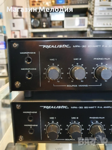Усилвател Realistic MPA-30 В отлично техническо и визуално състояние., снимка 3 - Ресийвъри, усилватели, смесителни пултове - 47520019