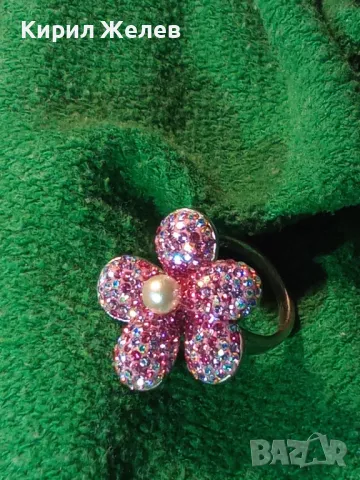 ФЛОРАЛЕН СКЪПОЦЕНЕН СРЕБЪРЕН ПРЪСТЕН ЦВЕТЕ СРЕБРО 925 с БЯЛА ПОЗЛАТА 49215, снимка 12 - Пръстени - 49427697