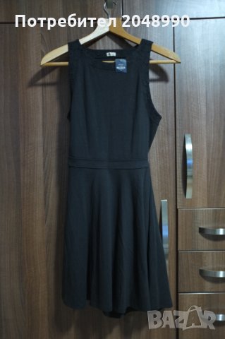 Рокля памук черна, с дантела на гърба и отворена на кръста, нова, М