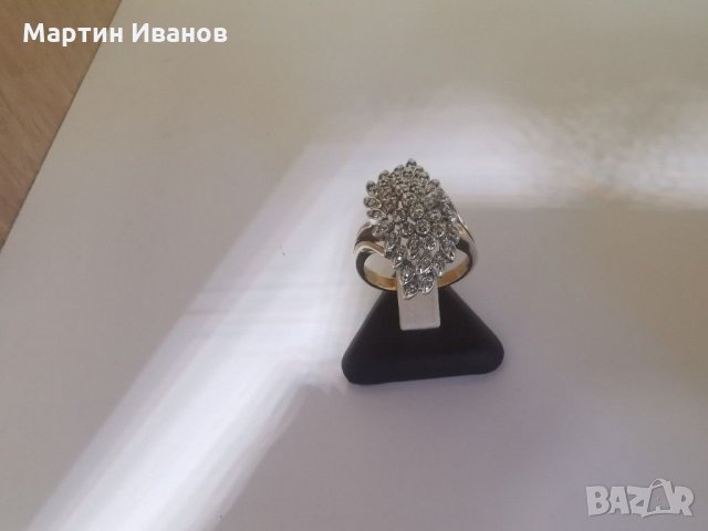 Златен пръстен с диаманти , снимка 3 - Пръстени - 28955934