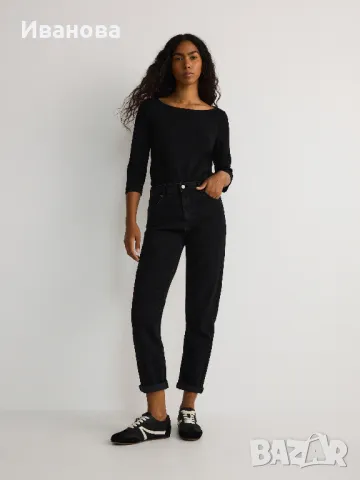 Дънки от памучен черен деним, снимка 2 - Дънки - 48538581