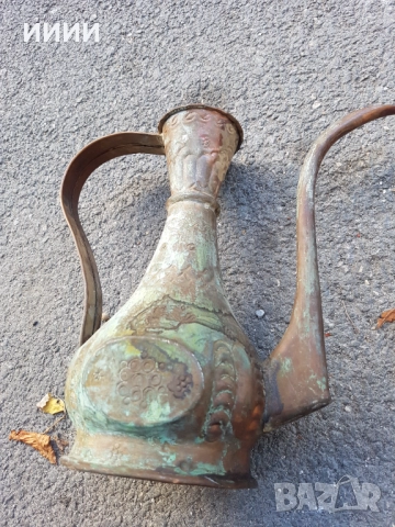 Бакърен ибрик, снимка 3 - Антикварни и старинни предмети - 52281142