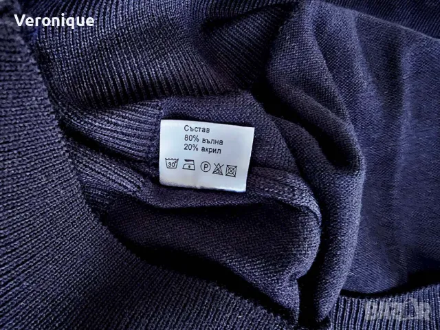 Стилен тъмносин мъжки пуловер KRIS, снимка 5 - Пуловери - 48383638