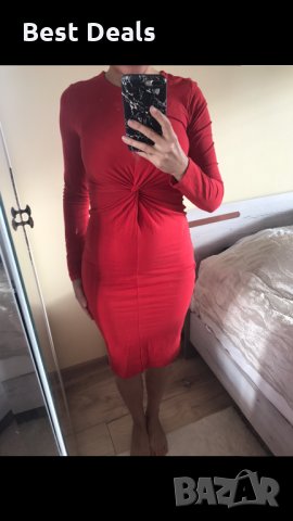 Червена вталена рокля по тялото H&M - XS размер, снимка 1 - Рокли - 32587637