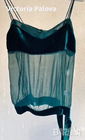 Красив ефектен топ ROCOCO кадифе коприна, снимка 2 - Корсети, бюстиета, топове - 50409577