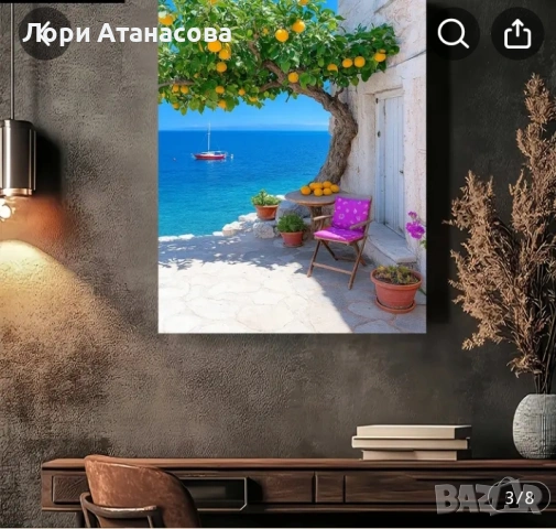 Вертикална гръцка островна лимонова картина, снимка 2 - Картини - 53100490