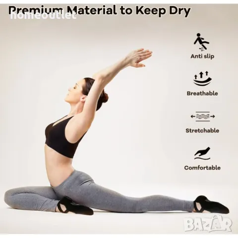 ПРОМОЦИЯ Висококачествени чорапи за спорт и танци с гумирано ходило, против плъзгане (к-т от 3 бр), снимка 6 - Йога - 48038897