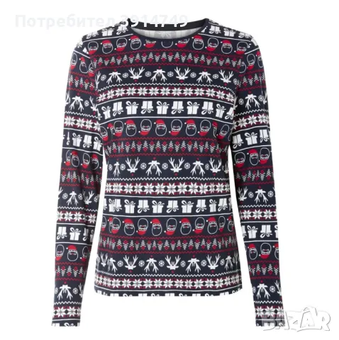 Дамска пижама 100% памук, зимен / коледен мотив, долнище + горнище, L, НОВА, снимка 2 - Пижами - 48482914