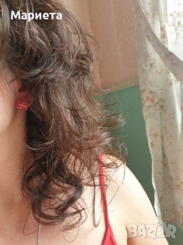 Червени обеци със златно Обеци Сърца Бижута от Смола Червени Обици Бижута Ръчна Изработка , снимка 5 - Обеци - 37201760