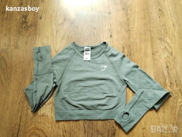 Gymshark Vital Seamless 2.0 Long Sleeve Crop Top - дамско фитнес боди КАТО НОВО С , снимка 8 - Корсети, бюстиета, топове - 51488327