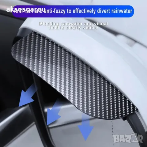Карбонови закрилки за предпазване на огледала от дъжд и кал гъвкав протектор сенник за огледало за о, снимка 12 - Аксесоари и консумативи - 47866497