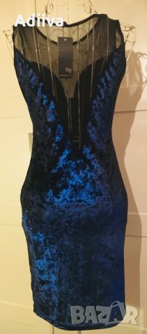 Дамска рокля в тъмно синьо с тюл Размер М, снимка 6 - Рокли - 27780537