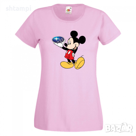 Дамска тениска Mickey Mouse Subaru .Подарък,Изненада,, снимка 4 - Тениски - 36529158