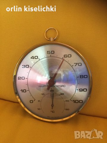 Месинг- Хидро метър влгометър и термометър, снимка 5 - Декорация за дома - 29050716