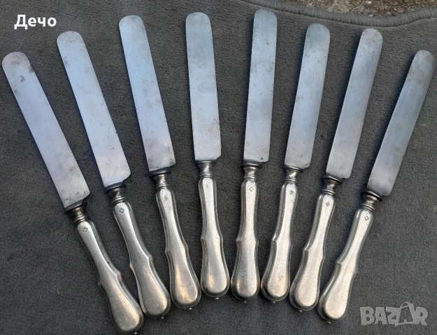 Berndord 100 годишни 8 Alpaca Silver  дебело посребрени ножове.Много качествени и без забележки., снимка 3 - Антикварни и старинни предмети - 50479884