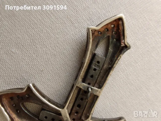 Много красив голям сребърен кръст със циркони проба925, снимка 8 - Антикварни и старинни предмети - 47621877