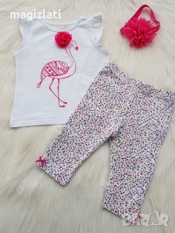 Тениска фламинго и късо клинче за момиче 80-86см., снимка 9 - Комплекти за бебе - 33242090