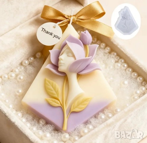 Молд за 8 март жена с роза два вида , снимка 3 - Форми - 52875827