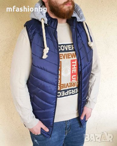Мъжки елек с подвижна качулка от М до 5XL, снимка 2 - Други - 35310383