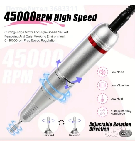 Пила за маникюр, снимка 6 - Педикюр и маникюр - 53375812