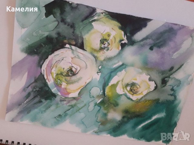 Картина: "Бели рози", снимка 3 - Картини - 33287357