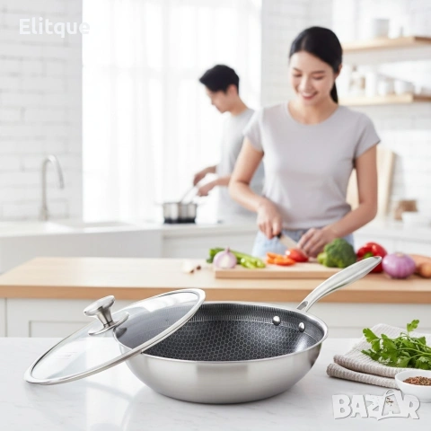 Уок тиган с капак Goldmann Fusionhex Pro GM 1128-28WK, 28x8.5 см., снимка 4 - Други - 53535670