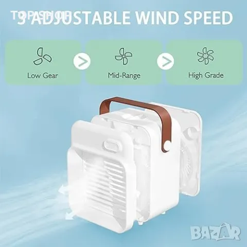 Нов USB акумулаторен вентилатор за охлаждане с режими на мъгла 3 скорости на вятъра, снимка 4 - Вентилатори - 49804754