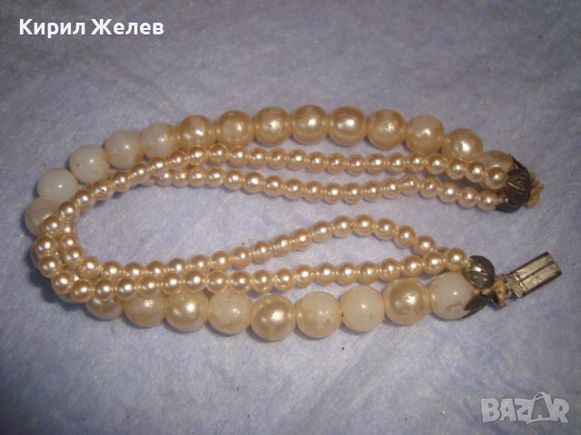 СТАРА ПЕРЛЕНА АР НУВО СТИЛ ТРОЙНА РЕТРО АРТ ГРИВНА 63161, снимка 6 - Антикварни и старинни предмети - 37052324