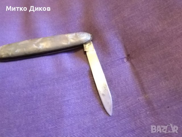 Джобно ножче марково от соца Германия 79х60мм седеф без луфт-отличен, снимка 2 - Ножове - 43787797