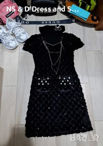 Стилна екстравагантна дамска рокля от естествен заешки косъм с подвижен гердан, снимка 4 - Рокли - 30587856